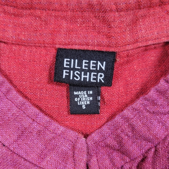 Eileen Fisher 100% Linen Top Womens S Pink Sleeveless Button Up Mandarin Collar - Picture 3 of 8